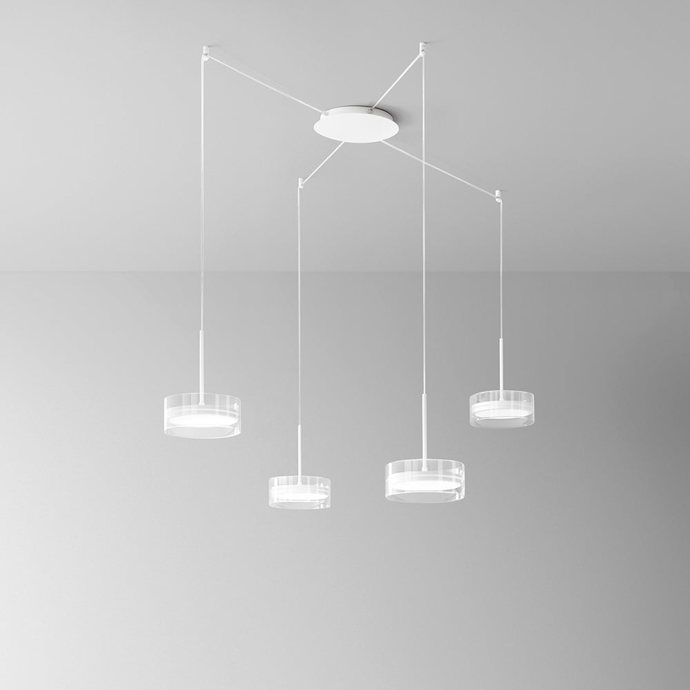 Lampadario A Sospensione Contemporaneo Aere Alluminio Bianco 4 Led Integrato 14W