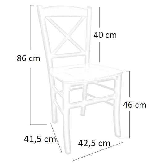 Sedia in legno paesana croce noce scuro con seduta in legno massello x 6