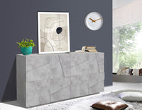 Credenza 4 Ante Battenti 162,4x44,2x86 cm Ping Cemento Bronx