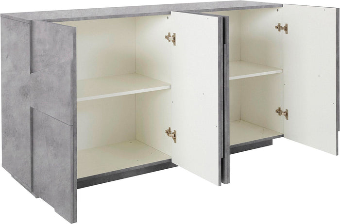 Credenza 4 Ante Battenti 162,4x44,2x86 cm Ping Cemento Bronx