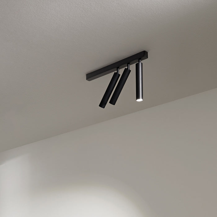 Spot Contemporaneo Bambù Alluminio Nero 3 Led Integrato 10W