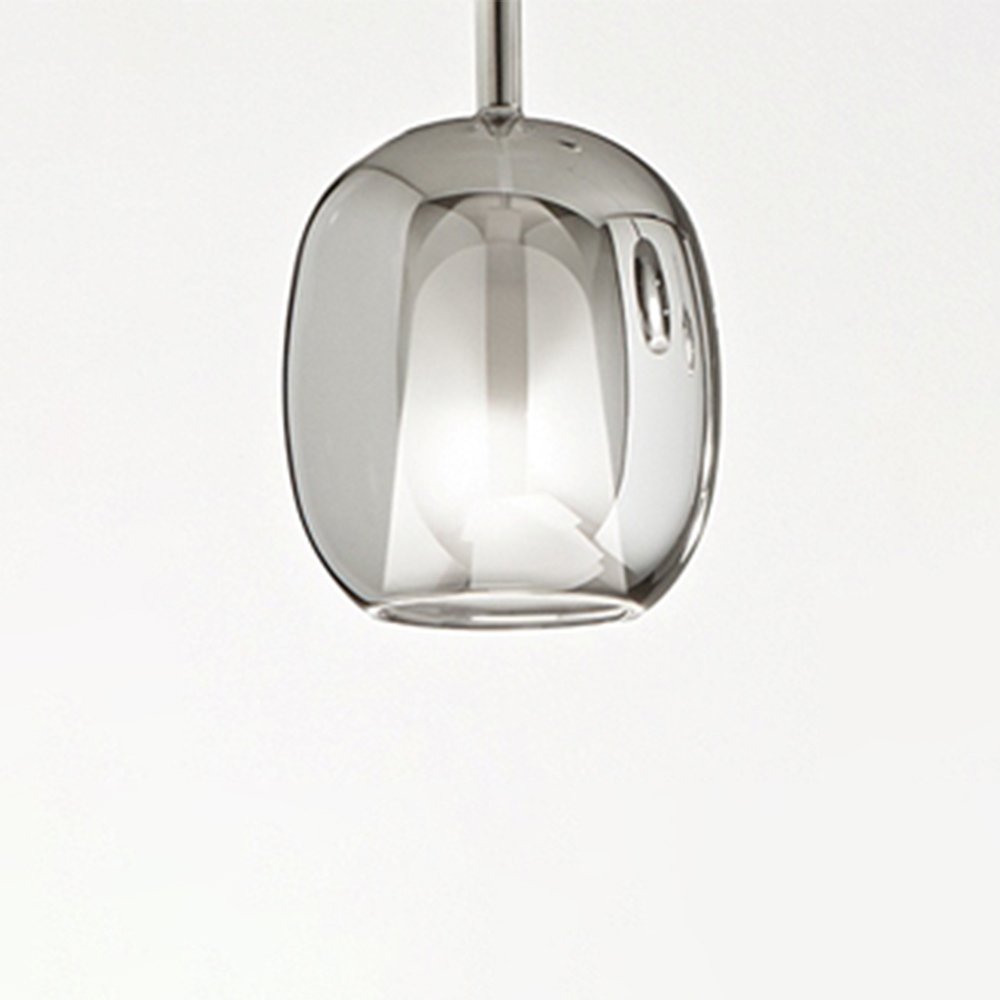 Vetro Borosilicato Contemporaneo Rain Fumè Specchiato Portalampada E27 D17,5