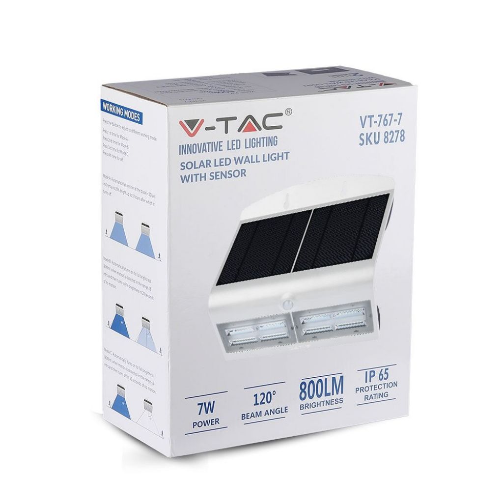 Luce a parete solare a LED da 6,8 W 4000K+4000K bianco+corpo nero