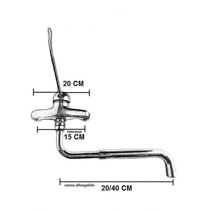 Miscelatore leva clinica a parete con canna allungabile