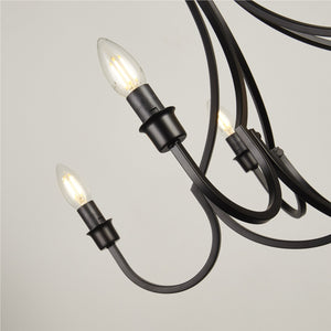 Lampadario Industrial-Nordico Loggia Acciaio Nero 5 Luci E14