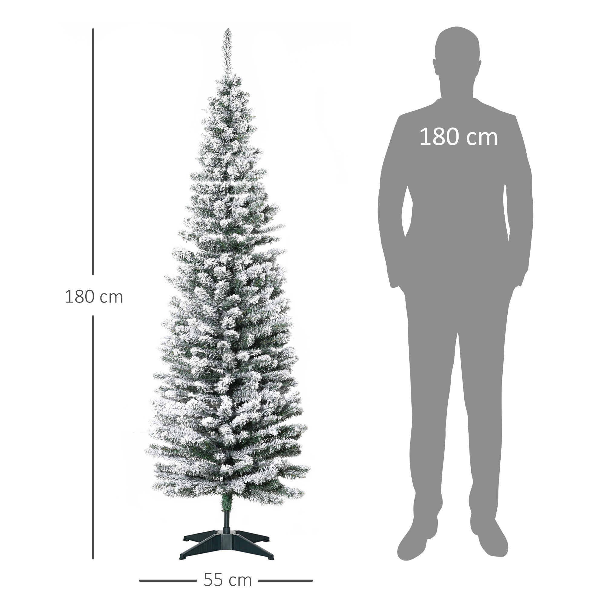 Easycomfort Albero di Natale Artificiale Innevato 180cm con Rami 390, Base Rimovibile Decorazioni Natalizie