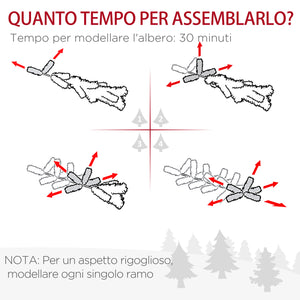 Easycomfort Albero di Natale Artificiale Innevato 180cm con Rami 390, Base Rimovibile Decorazioni Natalizie