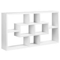 Easycomfort Pensile Libreria da Parete Sospesa 8 Vani in 3 Diverse Dimensioni, Mensola da Muro Design Antiribaltamento Pannelli di Truciolare Bianco 85x14.5x47.5cm Capacità: 20kg