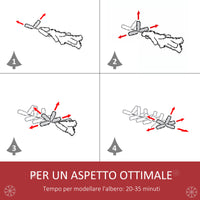 Easycomfort Albero di Natale Innevato 180cm con Rami Folti, Bacche Rosse, Base Pieghevole e Rimovibile