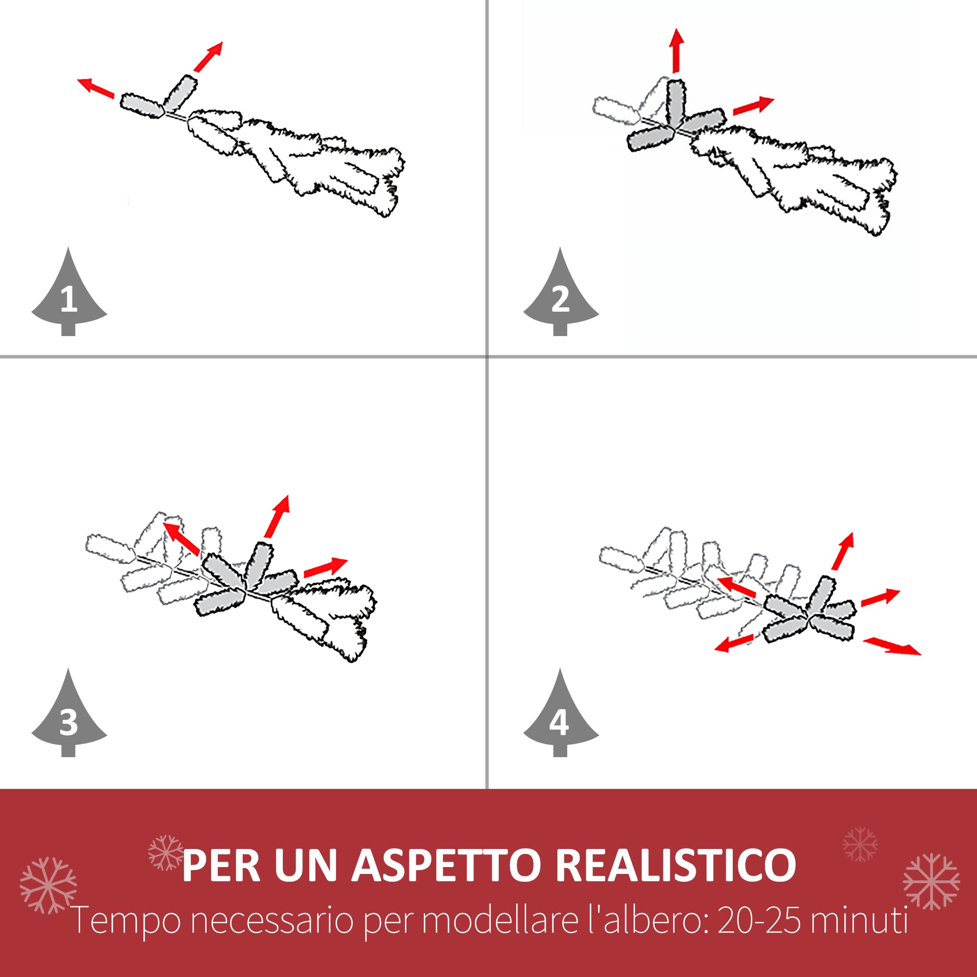 EasyComfort Albero di Natale Artificiale Innevato con 60 Luci LED Bianche e 116 Rami, Base con Vaso Rimovibile, Φ40x90cm, Verde