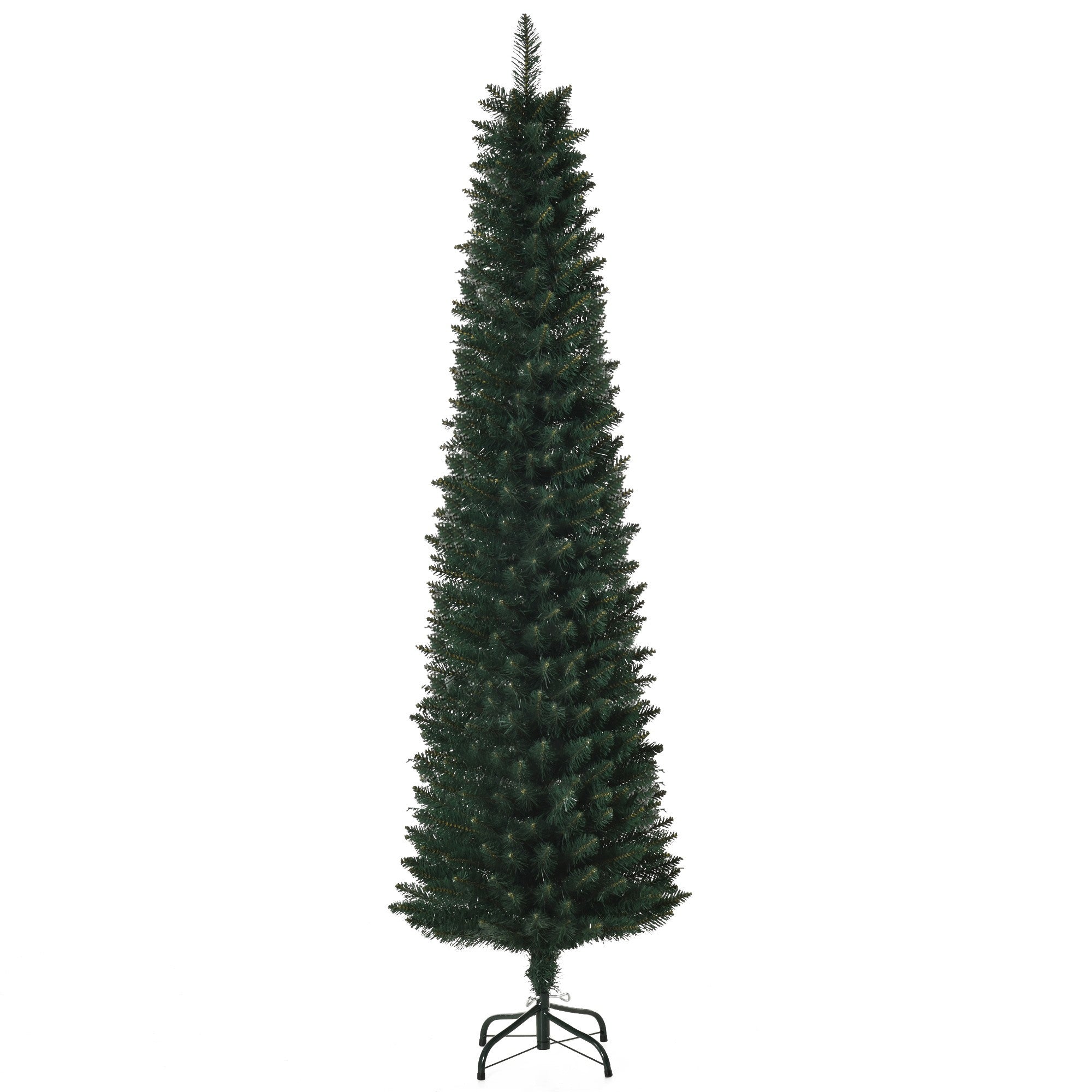 EasyComfortHOMCM Albero di Natale Artificiale Alto con Base Pieghevole 380 Rami in PVC e Metallo 180cm, Verde