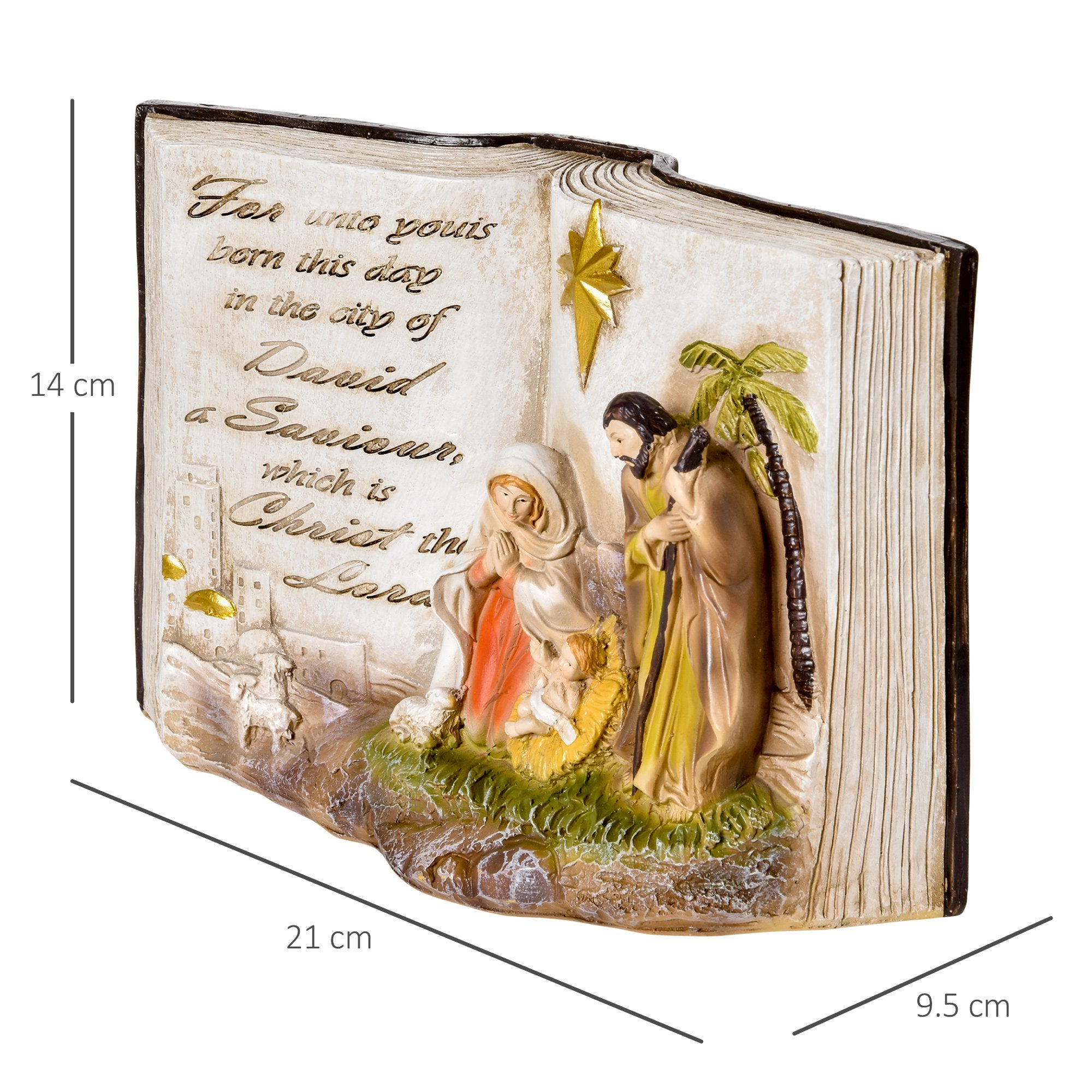 EasyComfort Presepe di Natale, Natività con Statuine 3D in Resina, 21.5x9.5x14cm