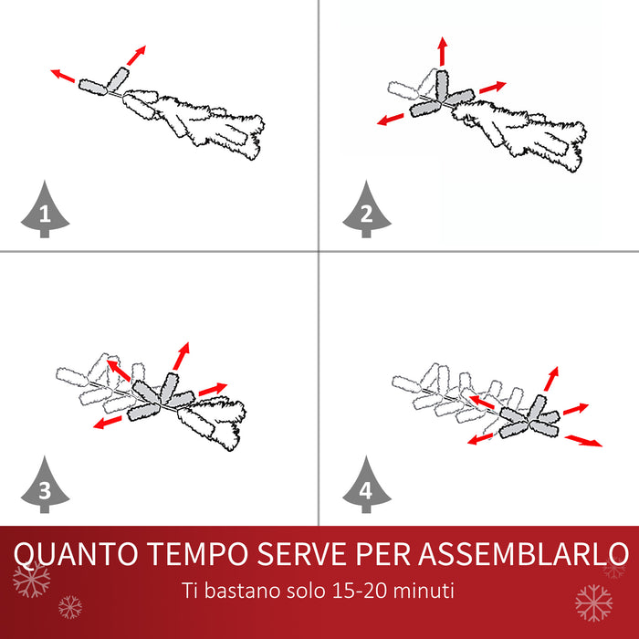 EasyComfort Albero di Natale Artificiale Alto 150cm con 408 Rami, Albero di Natale Slim con Base Rimovibile, in PET e Acciaio, Argento