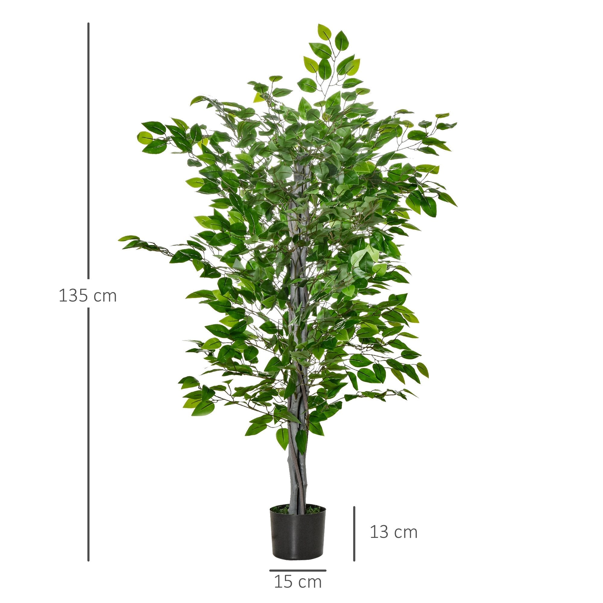 Pianta Artificiale di Ficus H135 cm con Vaso Verde