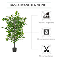 Pianta Artificiale di Ficus H135 cm con Vaso Verde