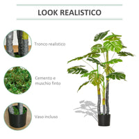 Pianta Artificiale Monstera H120 cm con Vaso Verde