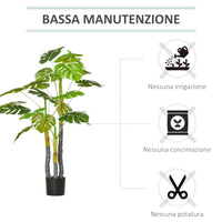 Pianta Artificiale Monstera H120 cm con Vaso Verde