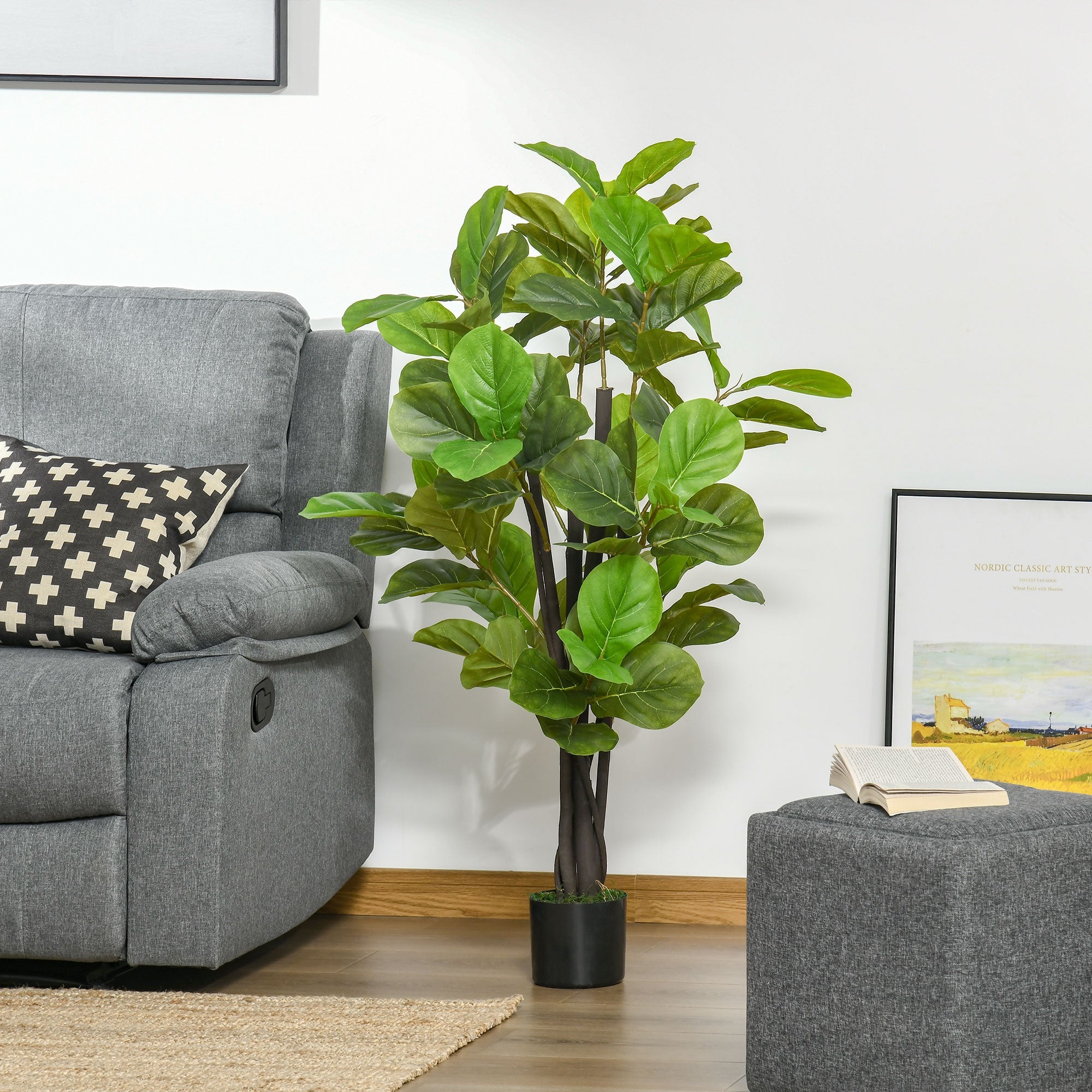 Pianta Artificiale Ficus H130 cm con Vaso Verde