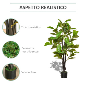 Pianta Artificiale Ficus H130 cm con Vaso Verde