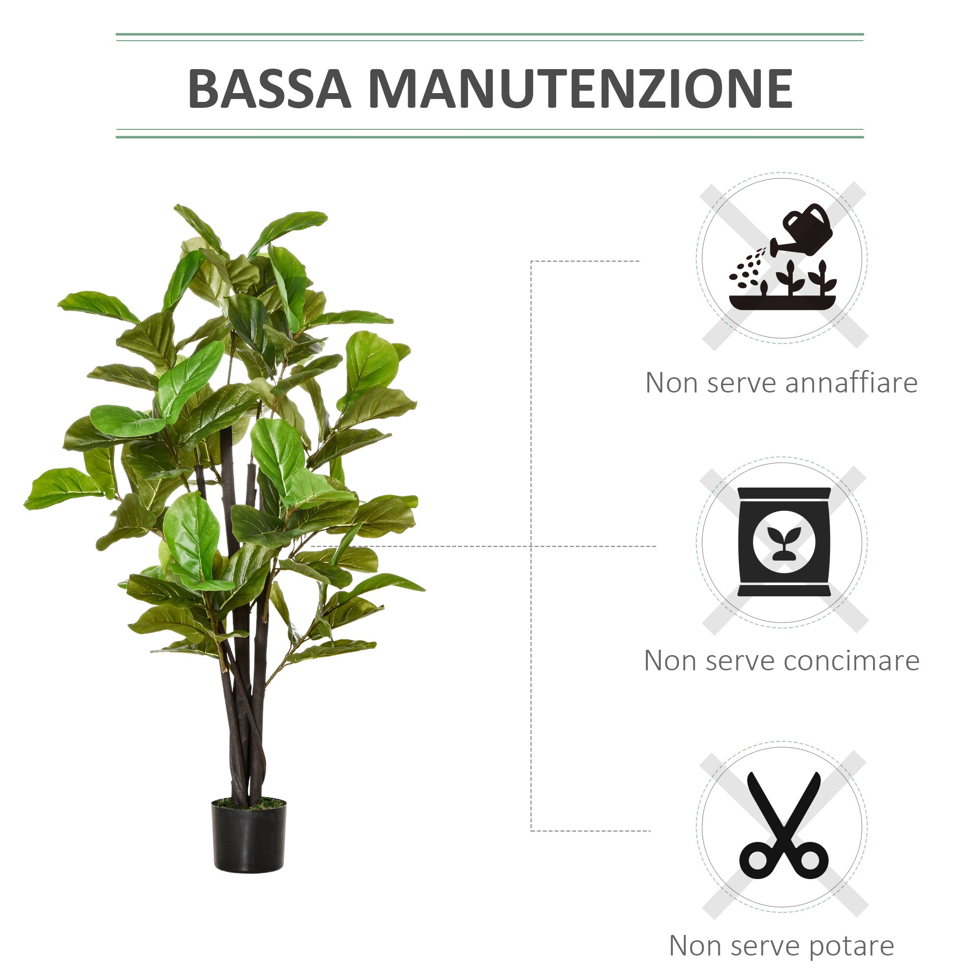 Easycomfort Ficus Artificiale per Interni ed Esterni, Pianta Artificiale Realistica con 78 Foglie, 130cm