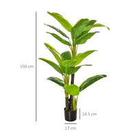 Pianta Artificiale Banano H150 cm con Vaso Verde