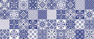 Passatoia da Cucina in Vinile Lavabile e Antigraffio Azulejos Tile Carpet - 50x120