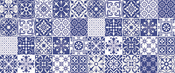 Passatoia da Cucina in Vinile Lavabile e Antigraffio Azulejos Tile Carpet - 50x120