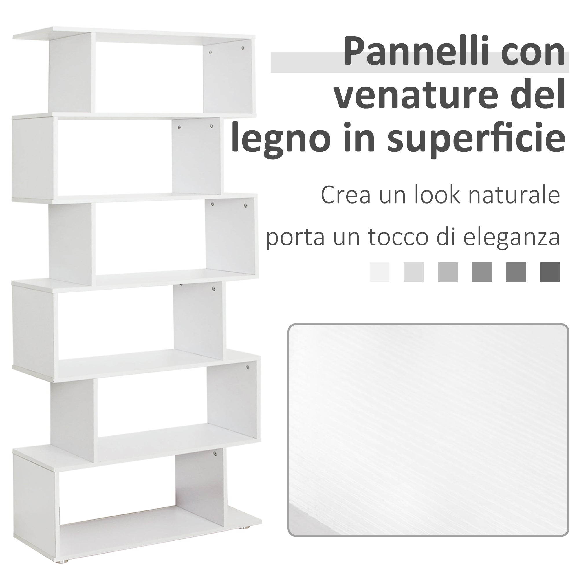 Easycomfort Libreria di Design Mobili Ufficio Scaffale in Legno 80x24x191cm Bianco