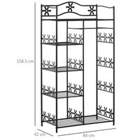 Armadio Guardaroba Appendiabiti in Ferro Nero 84x42x159 cm