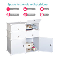 Easycomfort Armadio Modulare Scarpiera in Plastica Guardaroba Scaffale Portascarpe 75×37×73cm Bianco