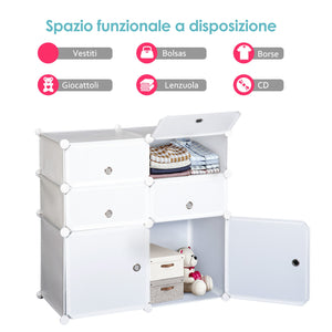 Easycomfort Armadio Modulare Scarpiera in Plastica Guardaroba Scaffale Portascarpe 75×37×73cm Bianco