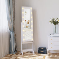 EasyComfort Armadietto Portagioie con Specchio Regolabile e Luci LED Bianco Caldo, 36x30x136 cm