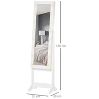 EasyComfort Armadietto Portagioie con Specchio Regolabile e Luci LED Bianco Caldo, 36x30x136 cm