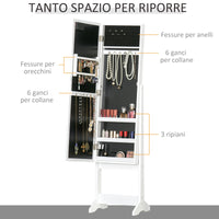 EasyComfort Armadietto Portagioie con Specchio Regolabile e Luci LED Bianco Caldo, 36x30x136 cm