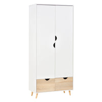 Armadio Guardaroba 80x40x180 cm 2 Ante e 2 Cassetti  Bianco