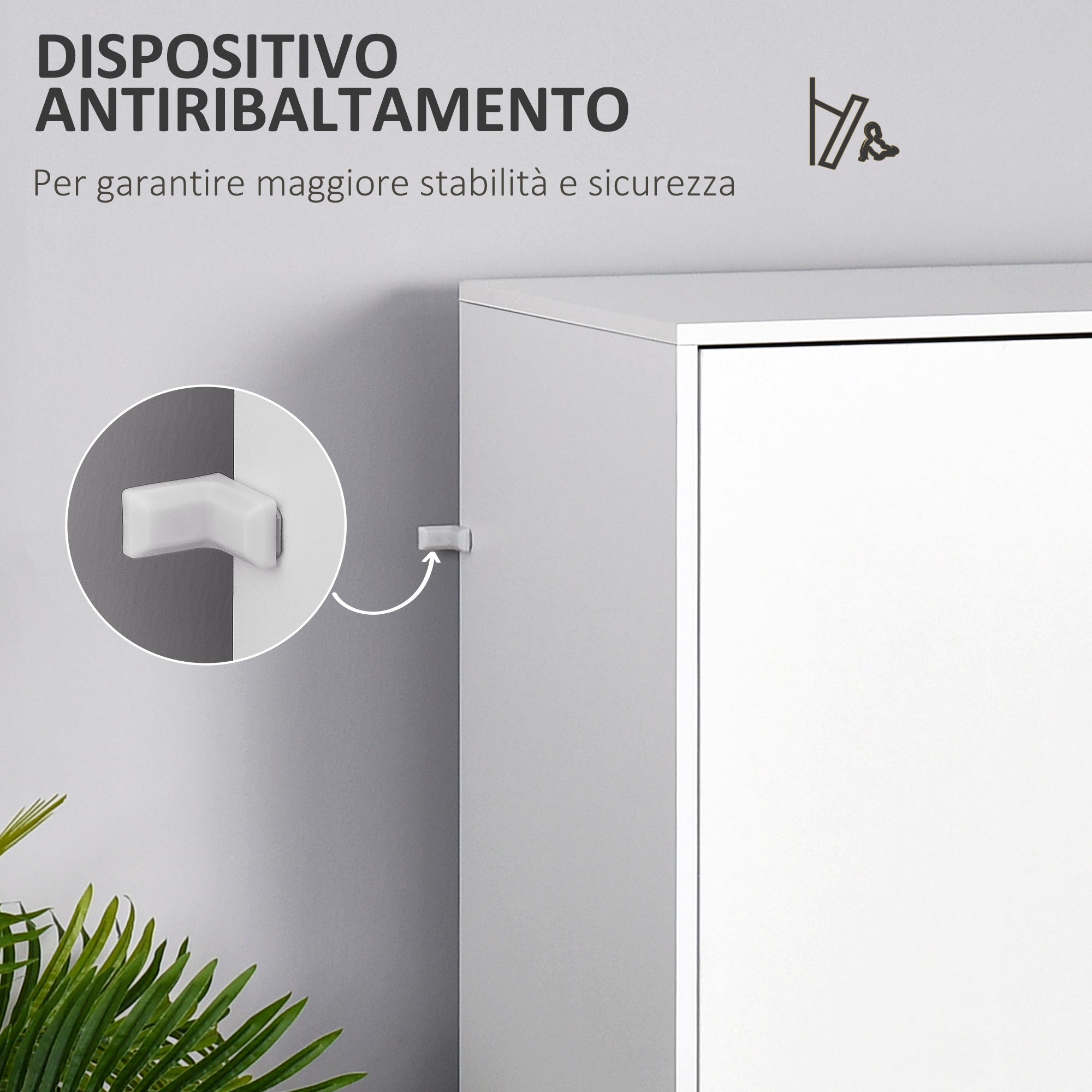 EASYCOMFORT Armadio a Due Ante in Legno con 1 Ripiano, 1 Appendiabiti, 2 Cassetti con Maniglie Intagliate, Bianco 80x40x180cm