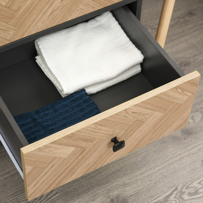 EASYCOMFORT  Armadio a Due Ante in Legno: 4 Vani, 2 Appendiabiti e Cassetti Grigio Scuro