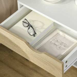 Set 2 Comodini con Cassetto e Mensola in Legno 50x39x51cm Bianco e Rovere