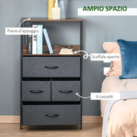 Easycomfort Mobile Cassettiera Multiuso con 4 Cassetti Pieghevoli in Tessuto, Arredamento Soggiorno e Camera, 58x29x103cm, Grigio Scuro