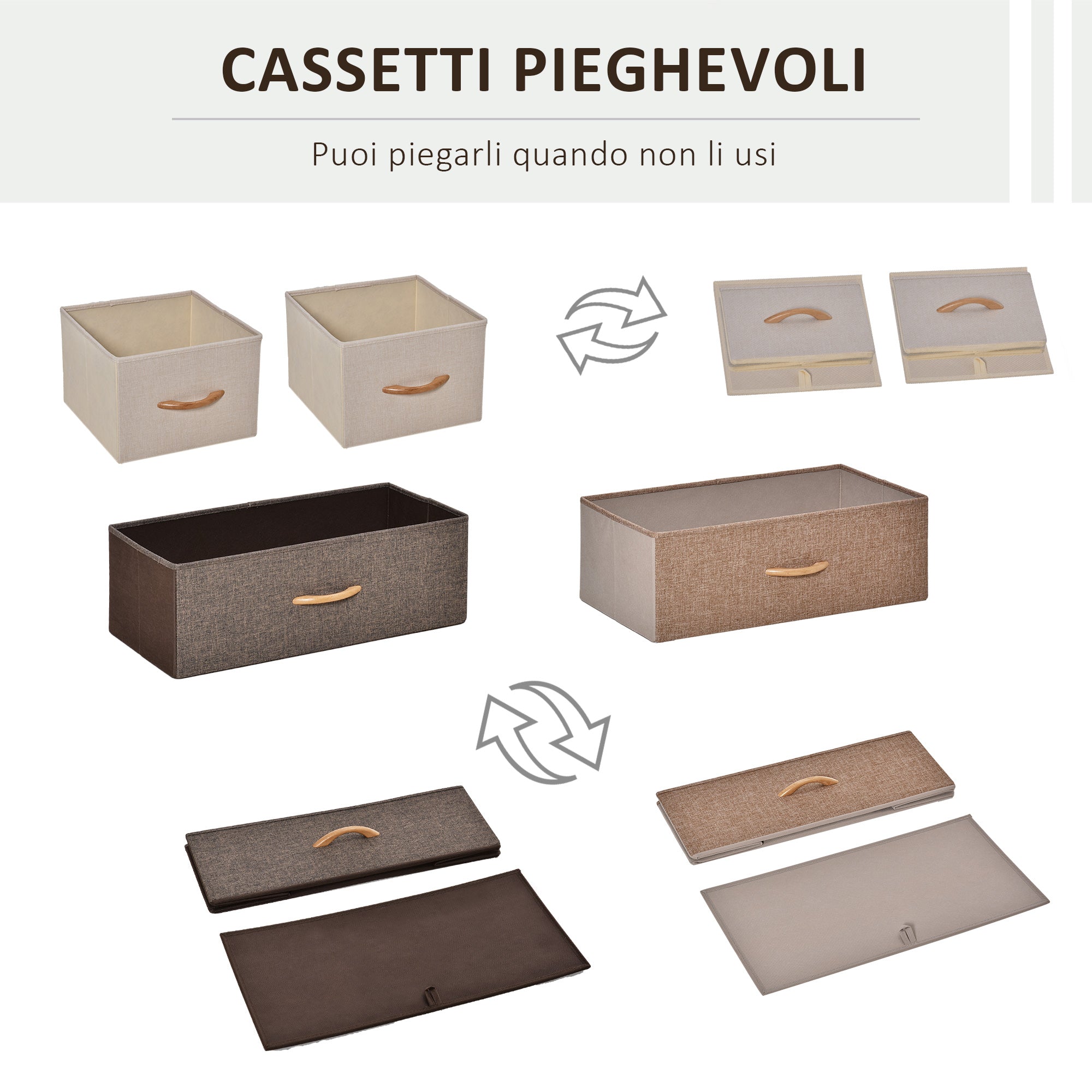 Easycomfort Cassettiera 4 Cassetti Pieghevoli in Tessuto e Ripiano in MDF, Arredamento Soggiorno e Camera, 58x29x78.5cm, Multicolore