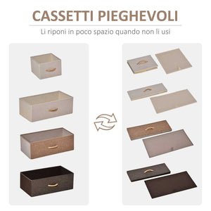 Cassettiera con 5 Cassetti in Tessuto e Ripiano rigido 58x29x99 cm in Legno