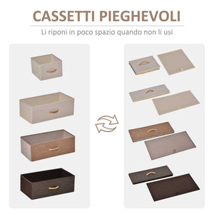 Easycomfort Cassettiera 5 Cassetti Pieghevoli in Tessuto e Ripiano in MDF, Arredamento Soggiorno e Camera, 58x29x99cm, Multicolore