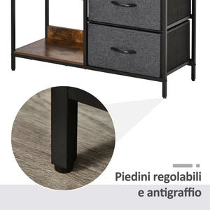 Easycomfort Mobile Cassettiera Multiuso con 3 Cassetti Pieghevoli in Tessuto, Arredamento Soggiorno e Camera, 80x29x71cm, Grigio Scuro