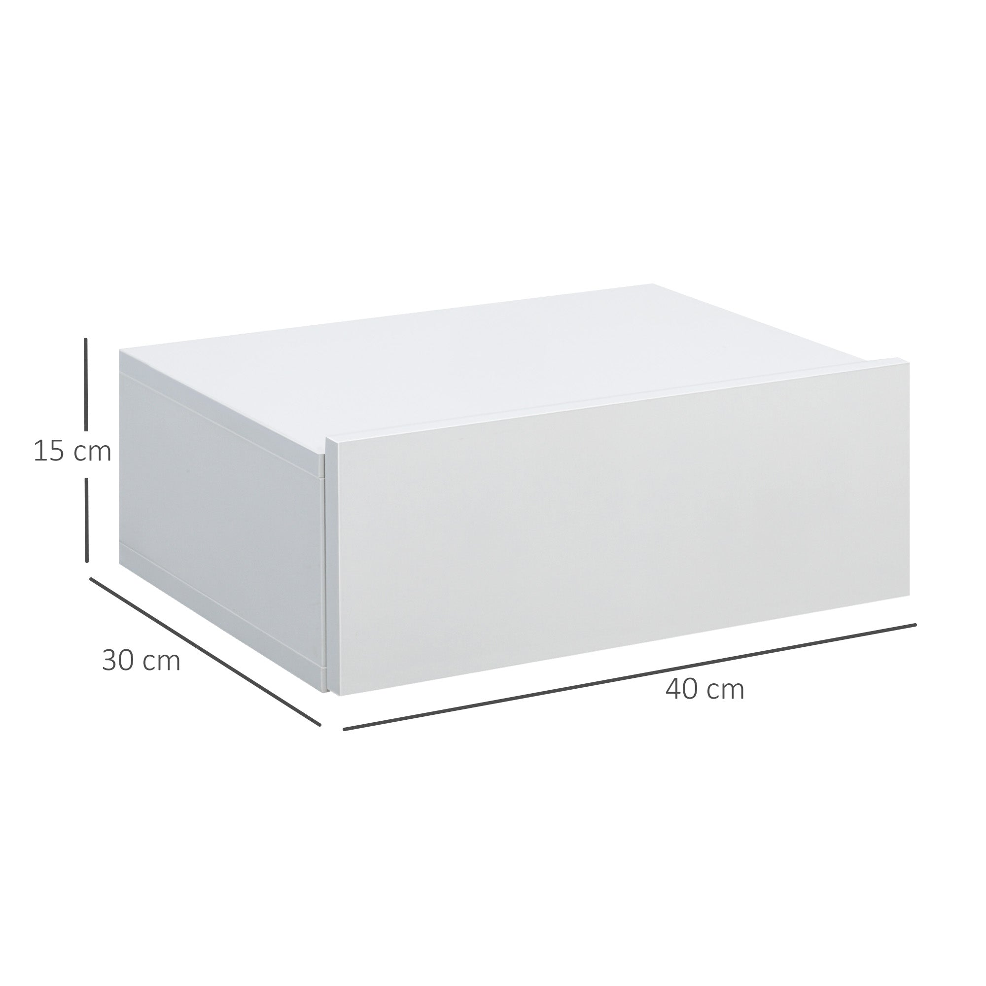 Set 2 Comodini Sospesi 40x30x15 cm Design Moderno Bianco