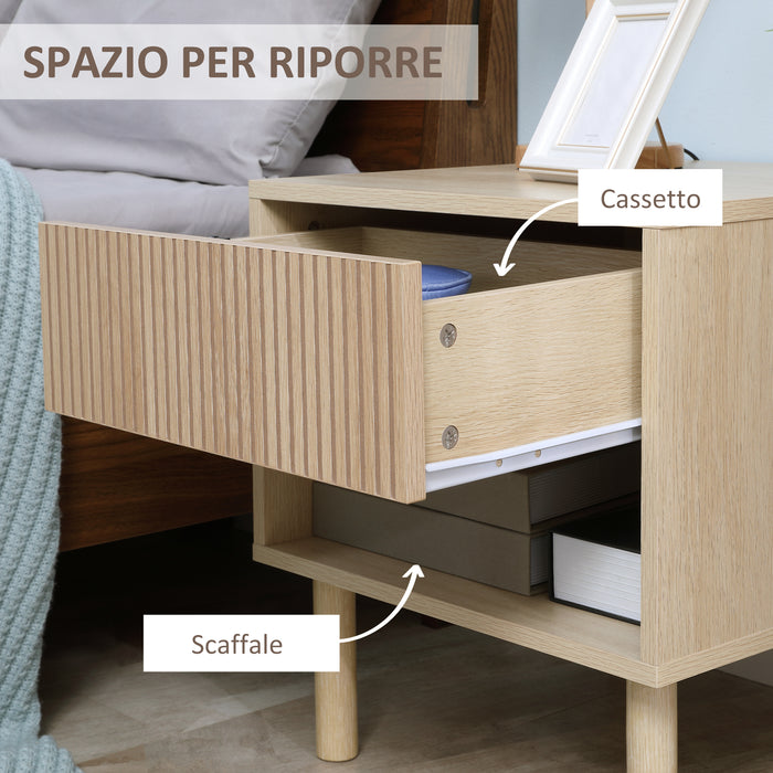 EASYCOMFORT  Comodino Moderno con Cassetto e Ripiano Aperto in Truciolato, 47x47x50 cm, Color Legno