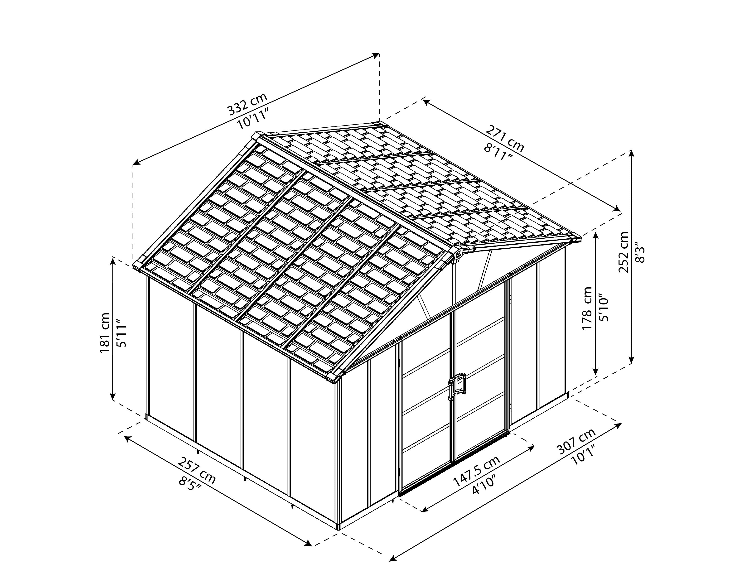 Yukon Casetta Da Giardino in Policarbonato Yukon 271X332X252 cm Grigio