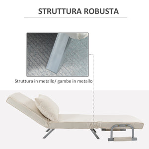 EASYCOMFORT  Poltrona Letto 2 in 1 con Schienale Inclinabile in 5 Posizioni, 65×69×82cm, Beige