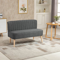 Divano 2 Posti 117x56,5x77 cm in Tessuto Effetto Lino Grigio e Bianco