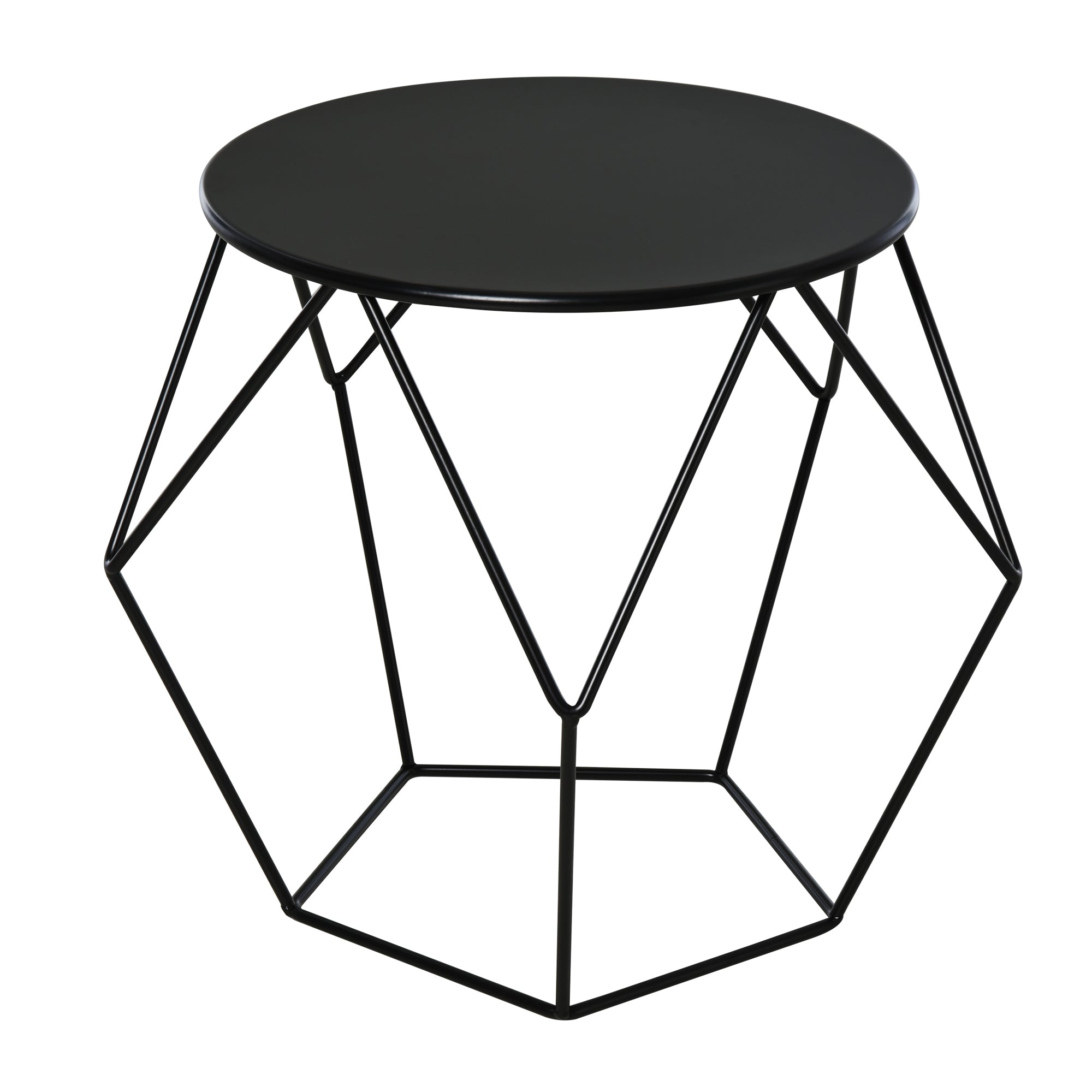 Tavolino Geometrico di Design in Acciaio Nero 54x54x44 cm