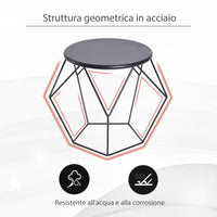 Tavolino Geometrico di Design in Acciaio Nero 54x54x44 cm